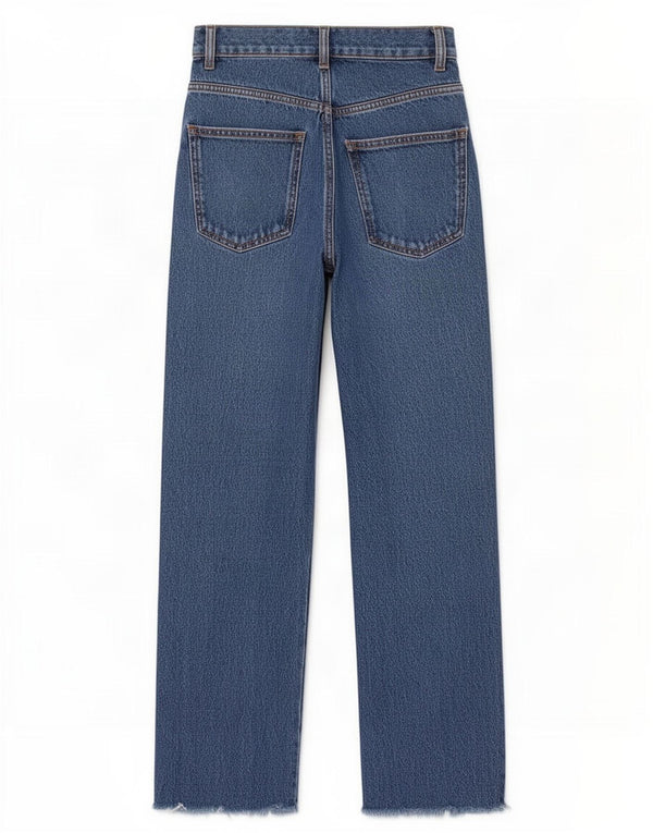 Calça jeans reta feminina Zara EU 34 2XS W24 L28 azul algodão