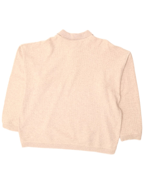 Suéter masculino VINTAGE com gola polo 2XL bege