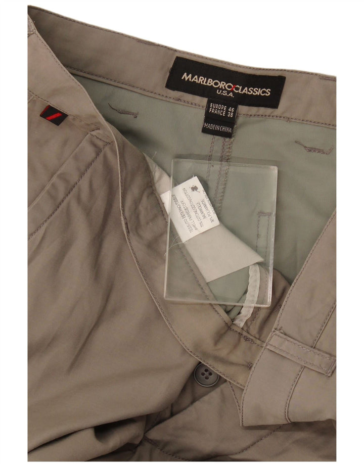 Calça chino reta masculina Marlboro Classics EU 46 pequena W32 L34 cinza