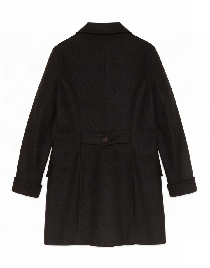Casaco feminino vintage com peito duplo UK 12 médio preto