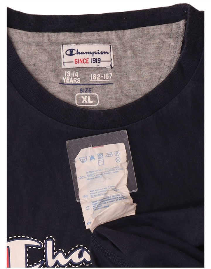 Champion Boys Graphic Top Manga Comprida 13-14 Anos XL Azul Marinho Algodão