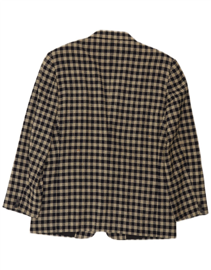 Jaqueta blazer masculina Byblos com 2 botões IT 50 grande lã xadrez preta