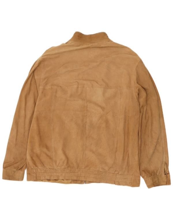 Vintage Mens Suede Jacket IT 54 XL Beige Leather