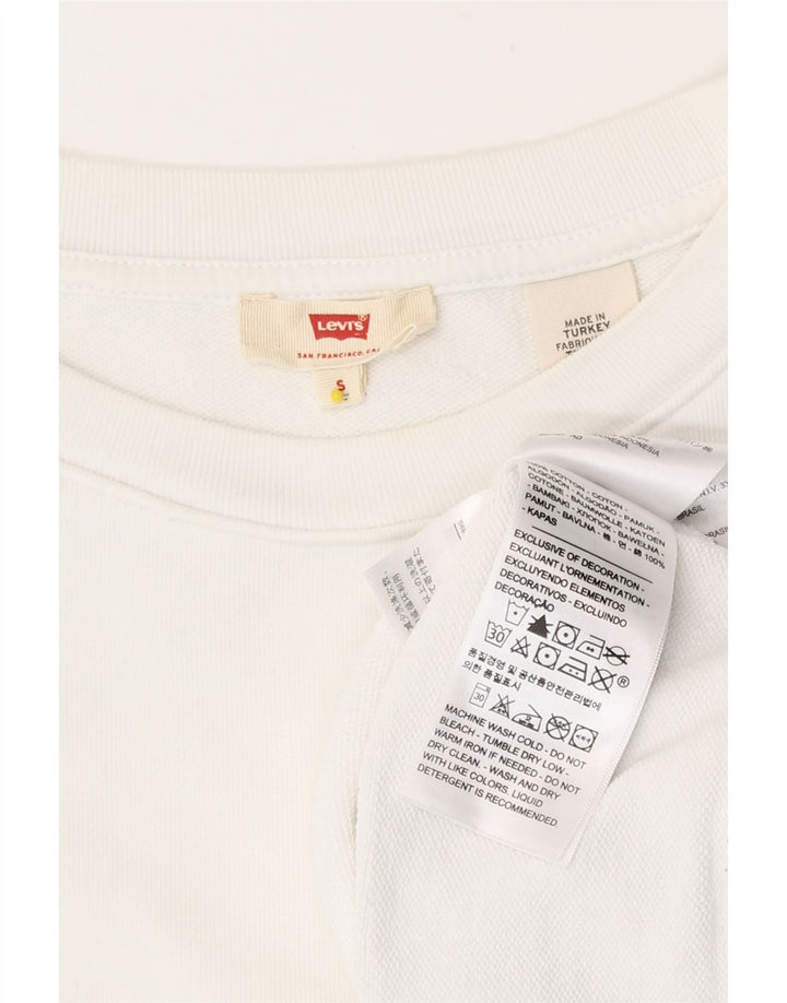 Moletom feminino Levi's Oversized Graphic Crop Jumper Reino Unido 10 Pequeno Branco