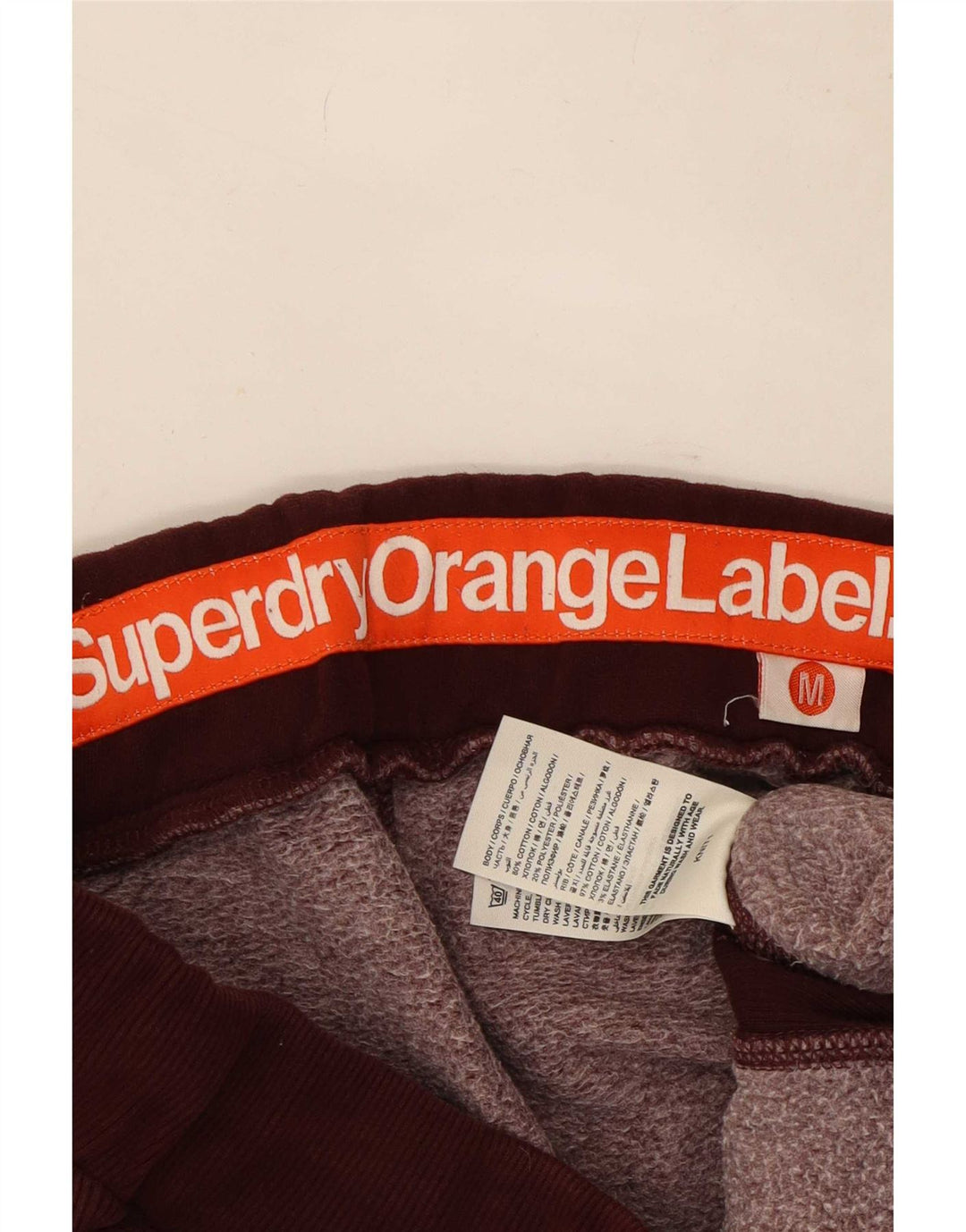 Superdry Mens Sport Shorts Médio Borgonha Algodão