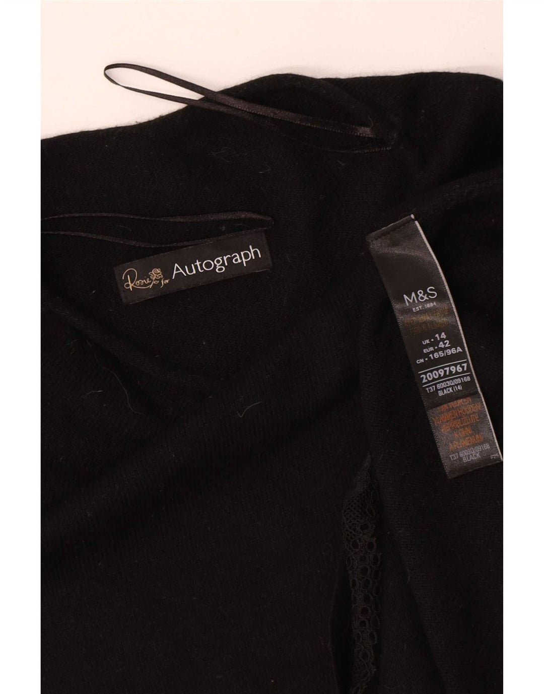 Suéter feminino Marks & Spencer com gola tartaruga Reino Unido 14 grande preto