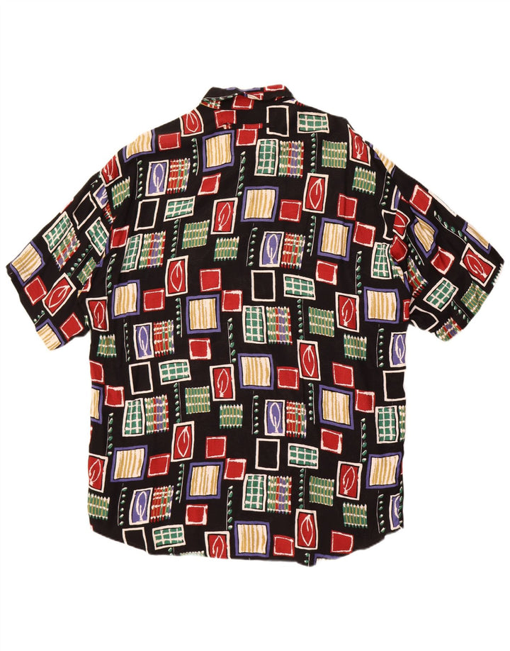 Camisa masculina de manga curta Haupt XL preta geométrica