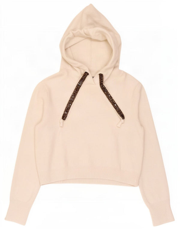 Zara Womens Crop Hoodie Jumper Reino Unido 14 Médio Branco