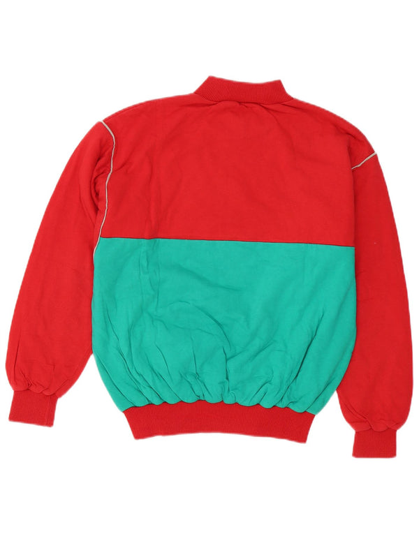 Enrico Coveri moletom feminino jumper UK 12 algodão colorblock vermelho médio