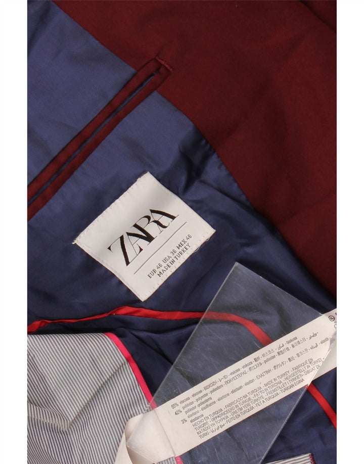 Jaqueta blazer masculina Zara com 2 botões UE 46 pequena viscose borgonha