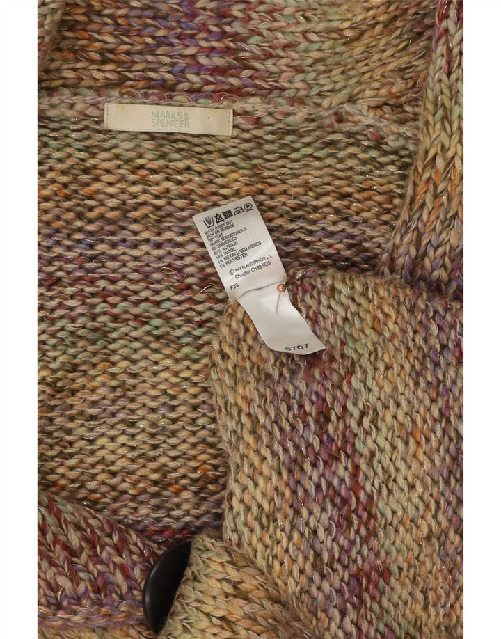 Suéter cardigã feminino Marks & Spencer Reino Unido 12 médio listrado multicolorido