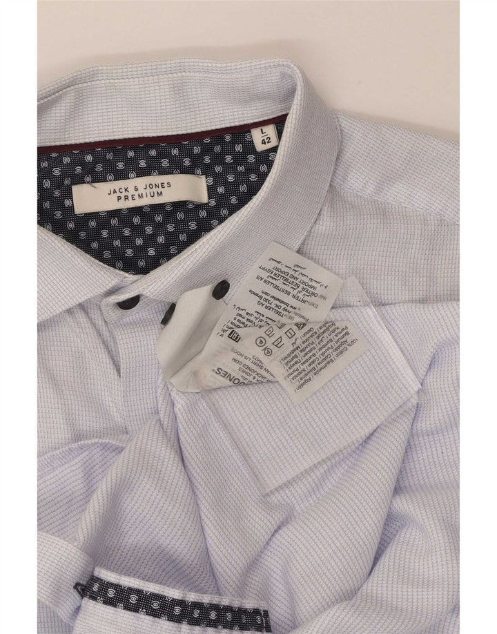 Camisa masculina Jack & Jones tamanho 42 grande algodão xadrez azul