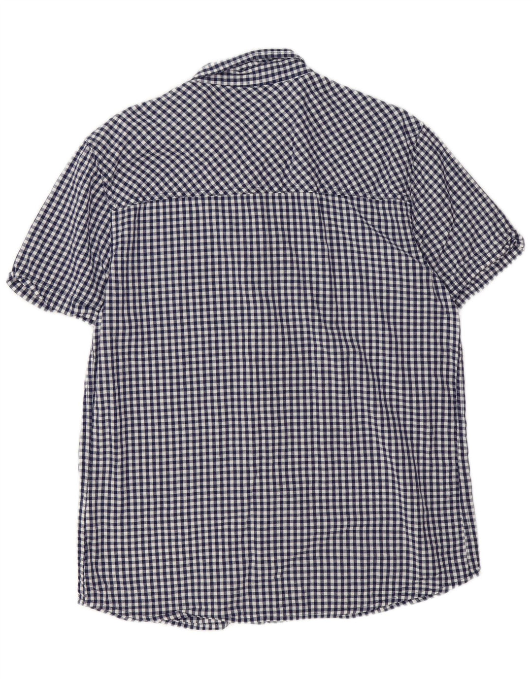 Camisa masculina de manga curta Mountain Warehouse grande algodão guingão azul marinho