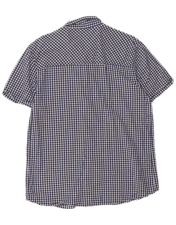 Camisa masculina de manga curta Mountain Warehouse grande algodão guingão azul marinho