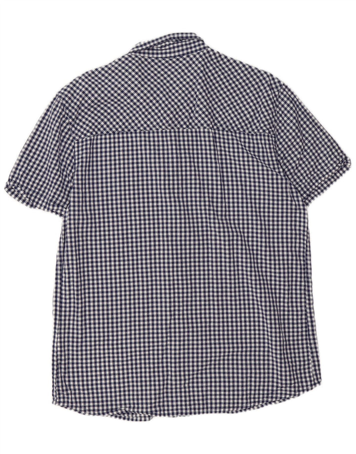 Camisa masculina de manga curta Mountain Warehouse grande algodão guingão azul marinho