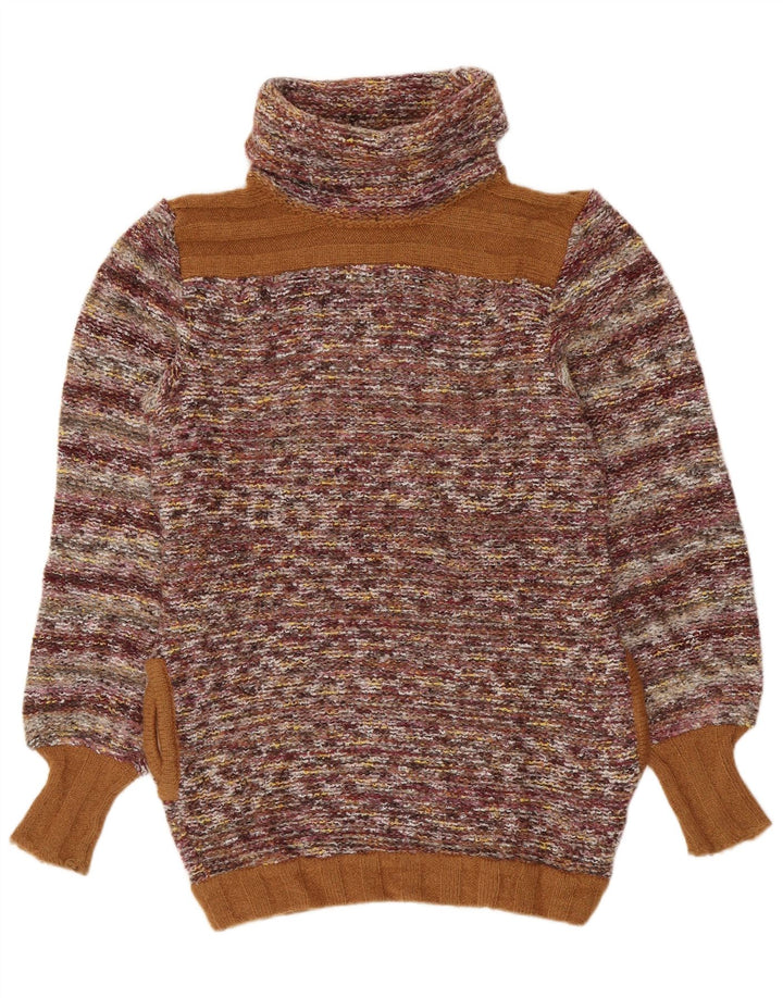 Suéter feminino VINTAGE com gola redonda UK 14 listrado médio multicolorido