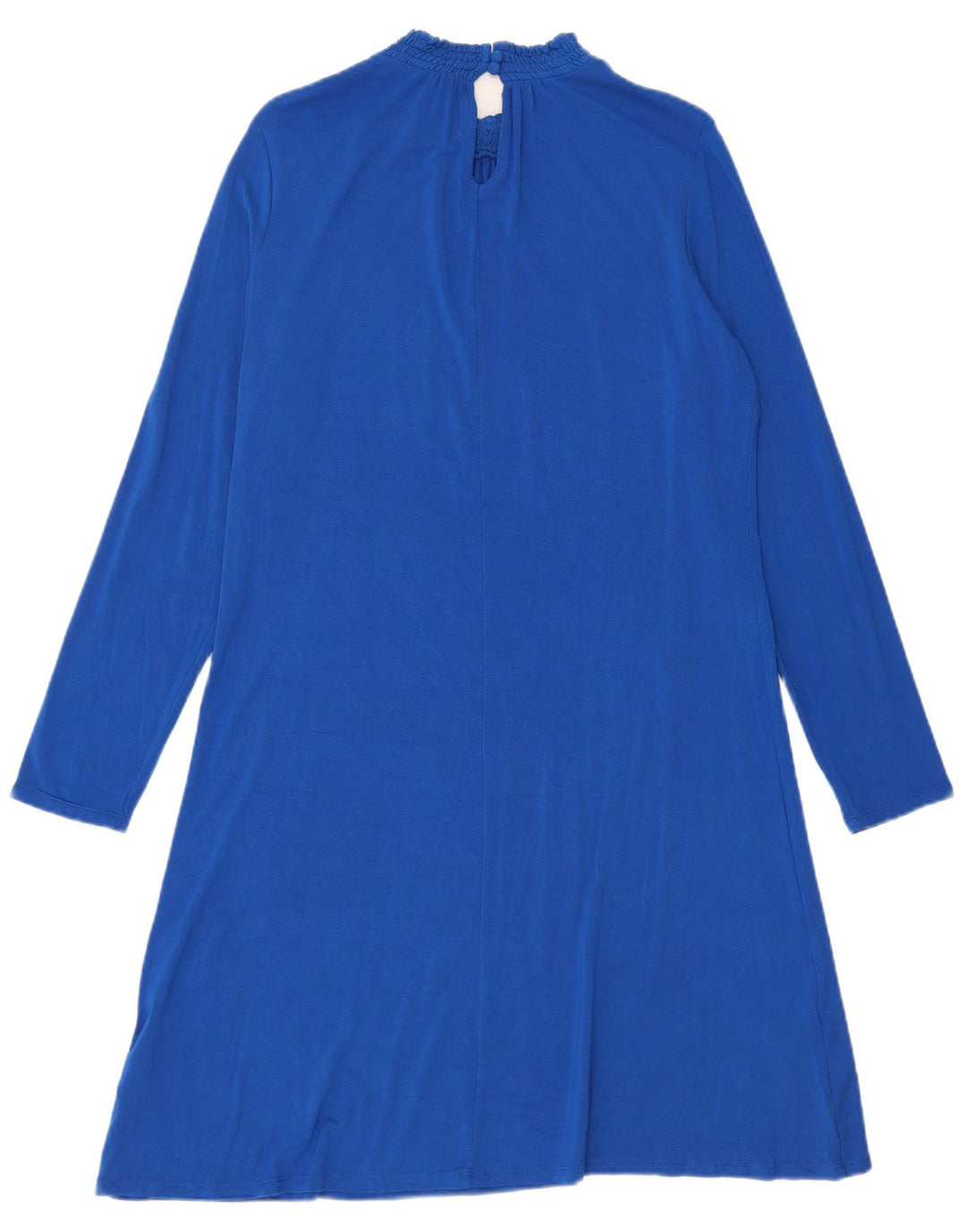 Vestido feminino Marks & Spencer manga comprida evasê Reino Unido 12 viscose azul médio