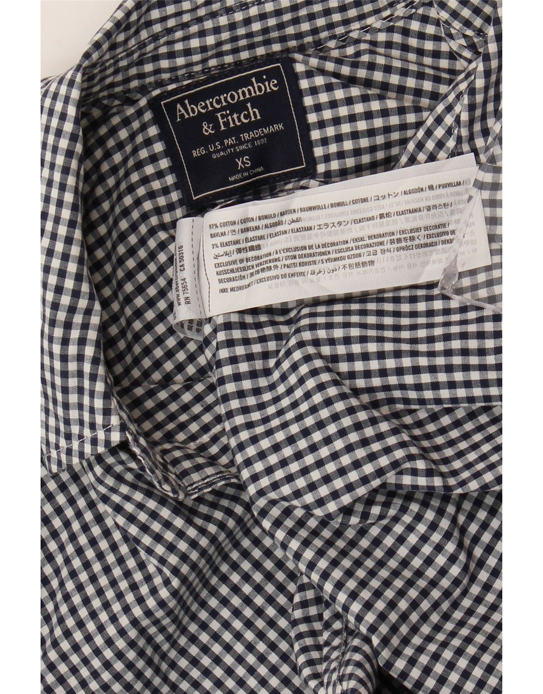 Camisa feminina ABERCROMBIE & FITCH UK 6 XS azul marinho guingão