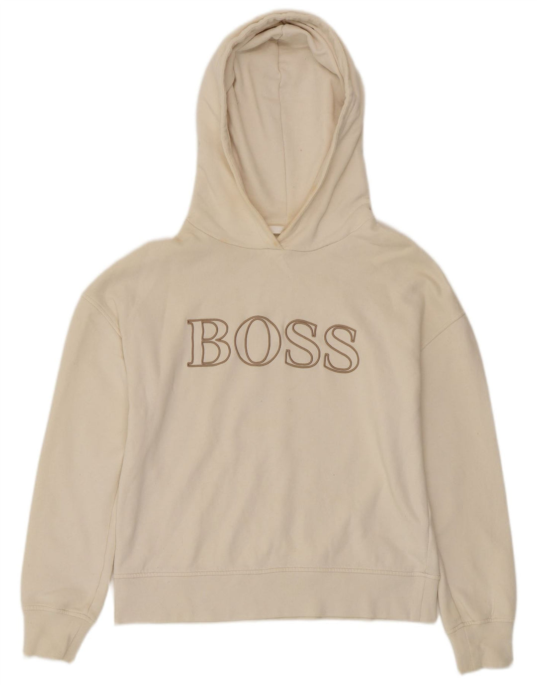 Suéter feminino com capuz grande gráfico HUGO BOSS Reino Unido 10 pequeno off white