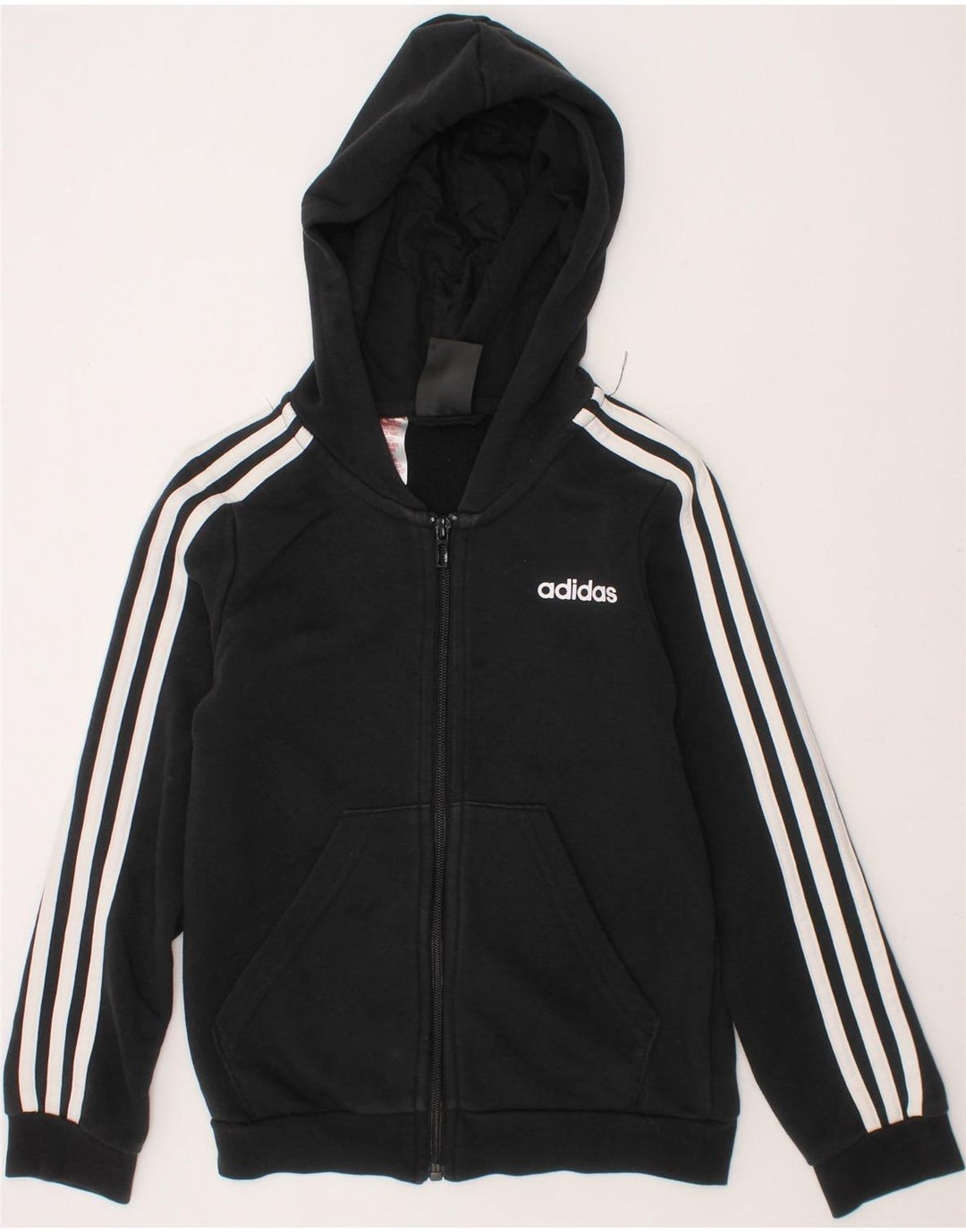 ADIDAS Boys Zip Hoodie Sweater 9-10 Years Black Cotton Vintage Adidas and Second-Hand Adidas from Messina Hembry 