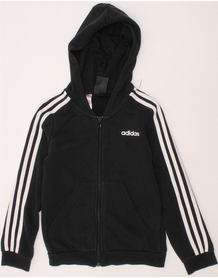 ADIDAS Boys Zip Hoodie Sweater 9-10 Years Black Cotton Vintage Adidas and Second-Hand Adidas from Messina Hembry 