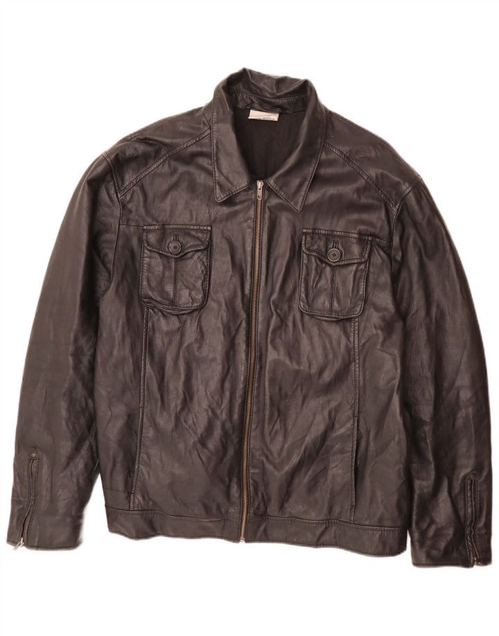 Jaqueta de couro masculina In Extenso UK 44 2XL preta