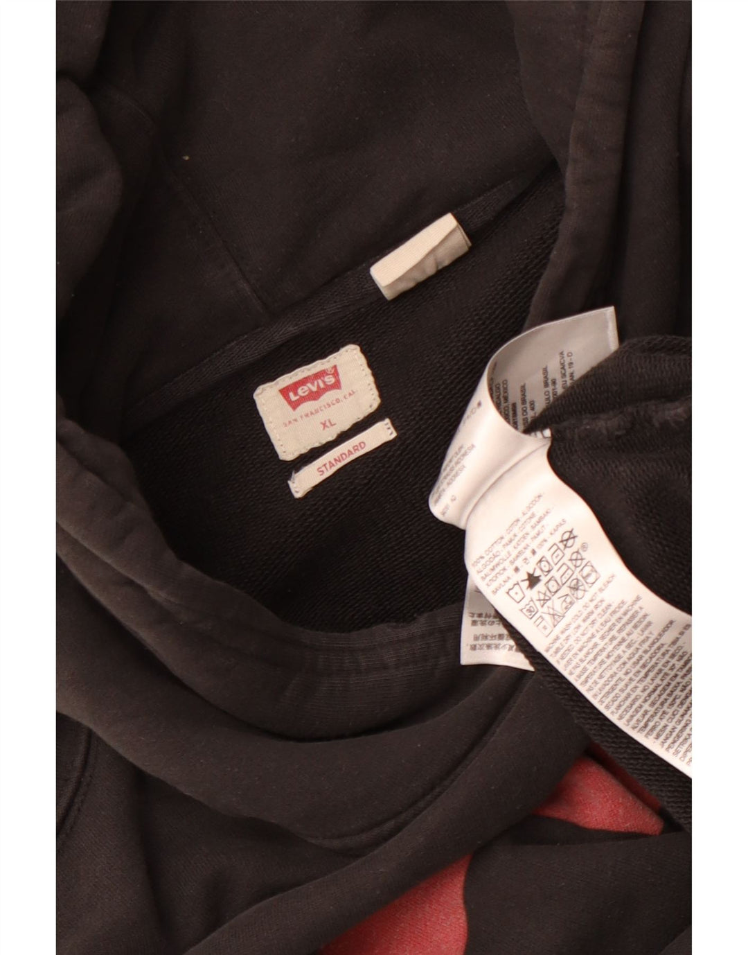 Suéter com capuz gráfico padrão masculino Levi's XL preto algodão