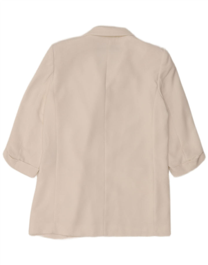 ZARA Jaqueta Blazer Feminina Manga 3/4 Aberta Reino Unido 14 Médio Poliéster Branco