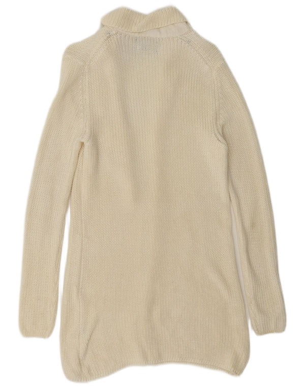 Suéter cardigan feminino Massimo Dutti Longline aberto Reino Unido 10 pequeno off white