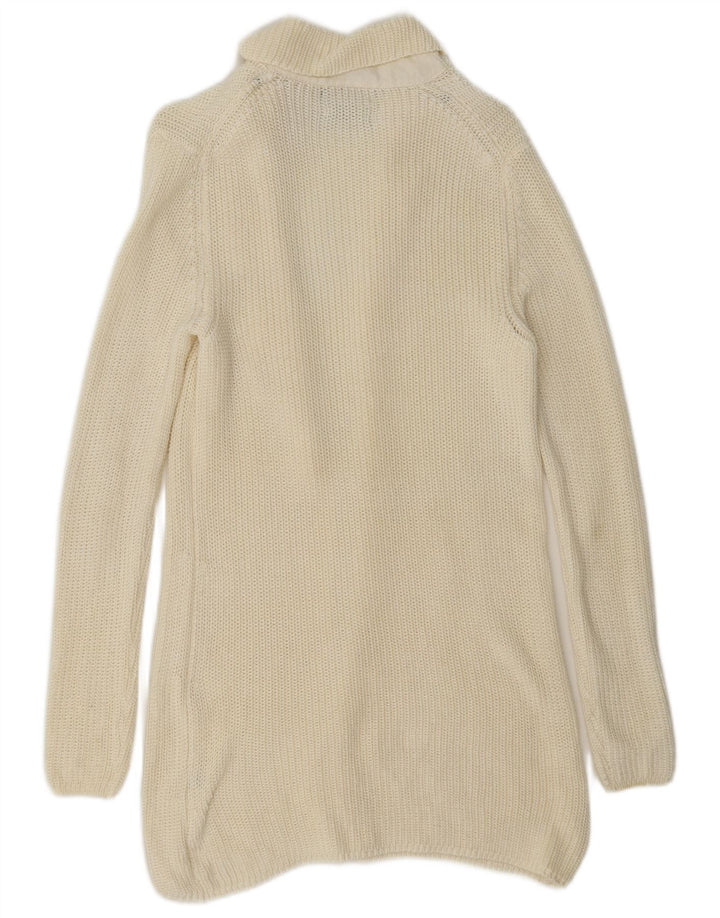 Suéter cardigan feminino Massimo Dutti Longline aberto Reino Unido 10 pequeno off white