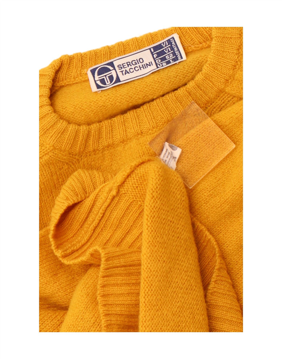SERGIO TACCHINI Suéter feminino com gola redonda Reino Unido 14 grande amarelo