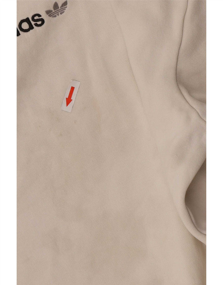 Adidas Womens Graphic Sweatshirt Jumper UK 14 Médio Off White Algodão
