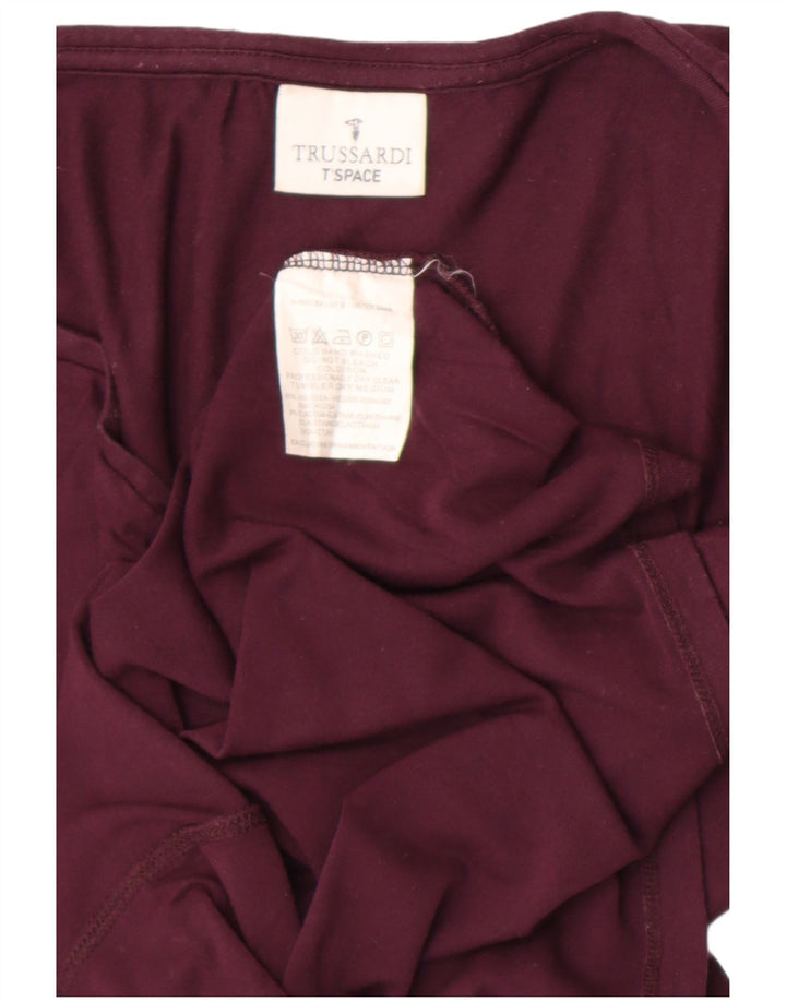 Trussardi Top feminino manga comprida UK 12 viscose roxo médio