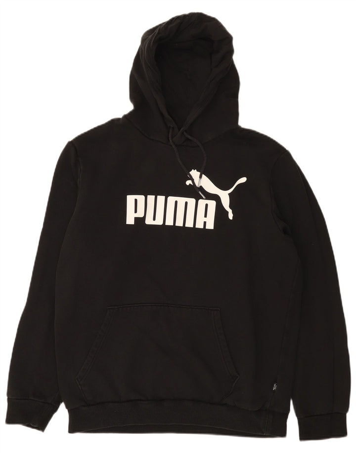 Puma masculino gráfico moletom com capuz médio algodão preto