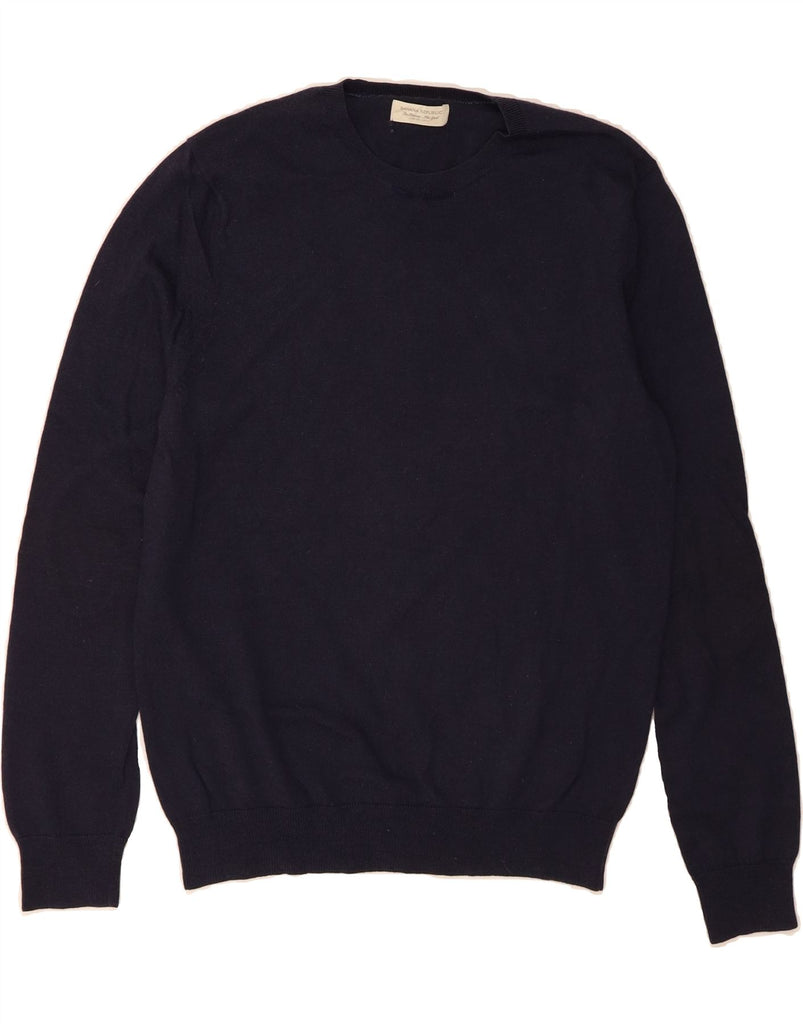 BANANA REPUBLIC Mens Crew Neck Jumper Sweater Medium Navy Blue Merino Wool Vintage Banana Republic and Second-Hand Banana Republic from Messina Hembry 