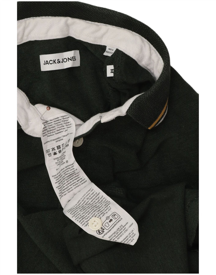 Camisa polo masculina Jack & Jones de algodão verde médio
