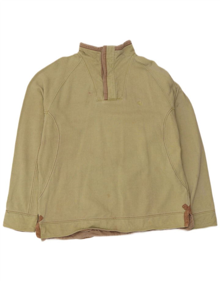 Fat Face Masculino Botão Pescoço Moletom Jumper Grande Algodão Verde