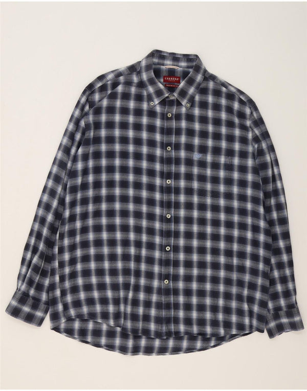 Camisa masculina de flanela CARRERA Regular Fit 2XL azul marinho xadrez