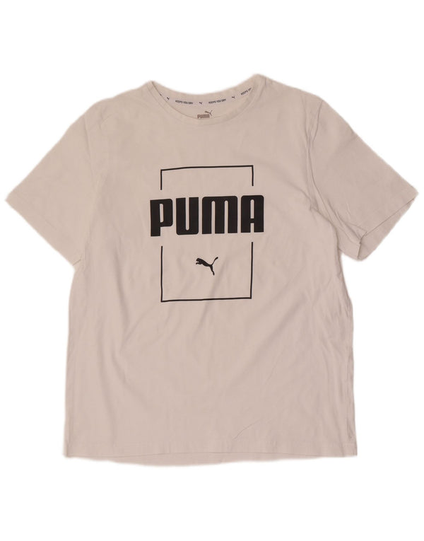 Puma camiseta feminina gráfica top UK 16 grande algodão branco esportivo