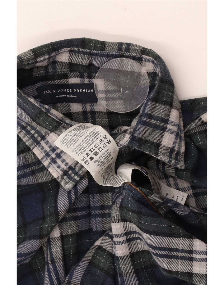 Camisa masculina de flanela Jack & Jones de algodão xadrez azul marinho médio