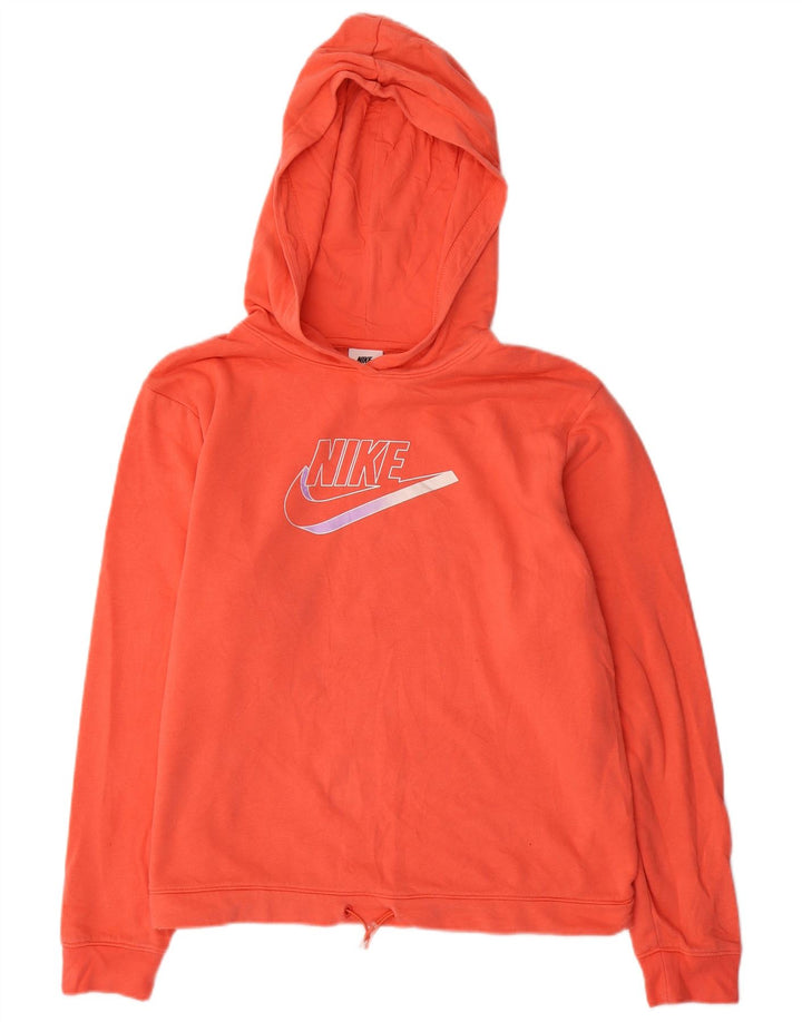 NIKE feminino oversized gráfico moletom com capuz UK 14 médio laranja