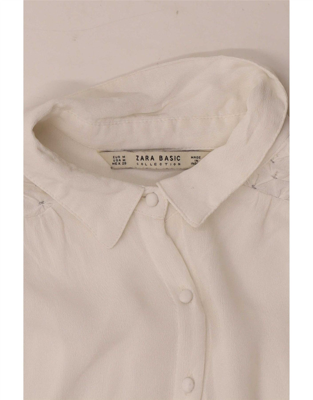 Camisa feminina Zara manga comprida regular fit Reino Unido 12 médio branco