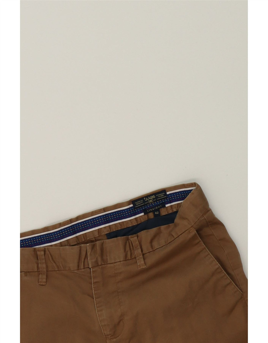 JULES Womens Straight Chino Trousers IT 42 Medium W34 L30 Brown Cotton Vintage Jules and Second-Hand Jules from Messina Hembry 