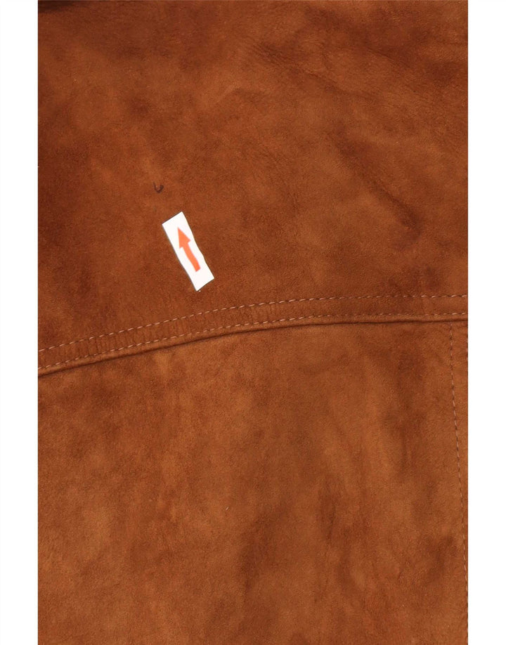 Jaqueta masculina vintage de camurça UK 38 couro marrom médio