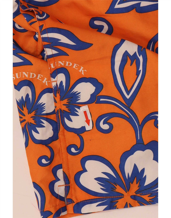 Sundek Mens Graphic Natação Shorts Médio Laranja Floral Poliéster