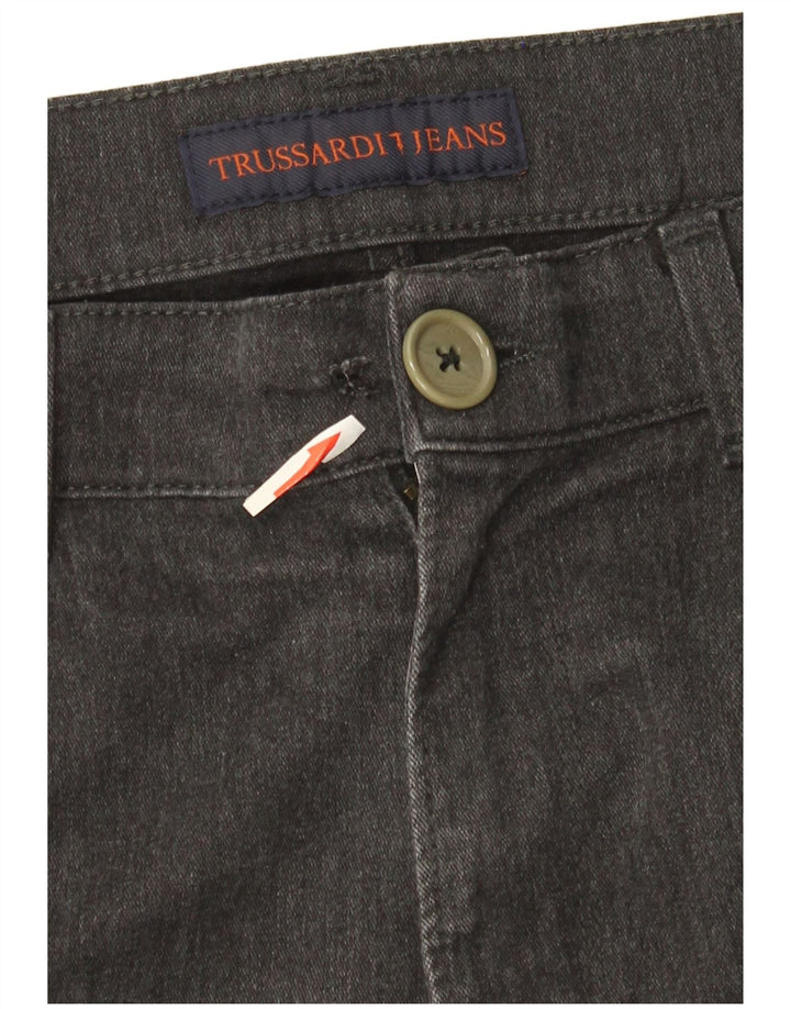 Trussardi Calça jeans reta masculina W37 L31 algodão cinza