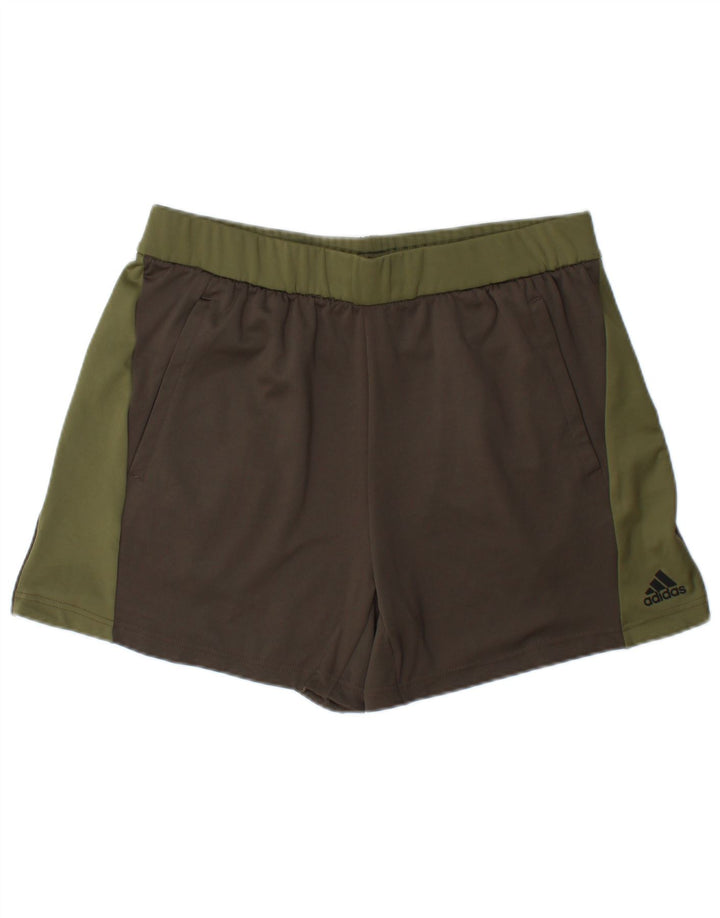 Shorts esportivos masculinos Adidas grande poliéster colorblock verde