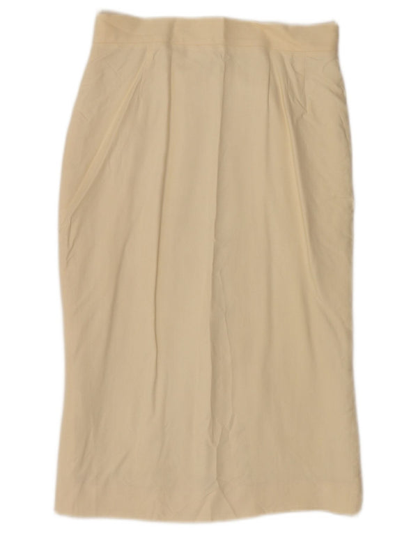 Saia midi feminina de cintura alta Byblos IT 44 médio W28 bege viscose