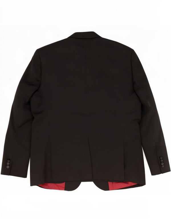 Jaqueta blazer masculina de 2 botões Marks & Spencer Reino Unido 48 2XL poliéster preto