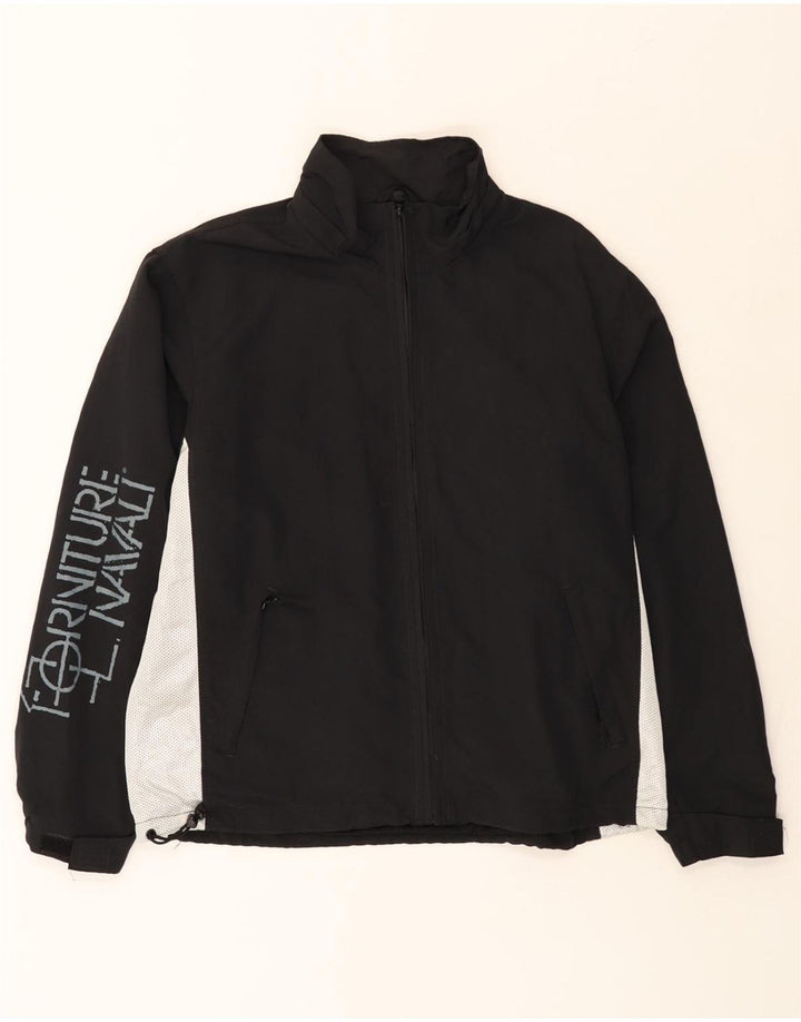 Jaqueta de chuva masculina MURPHY & NYE UK 36 pequena preta colorblock nylon